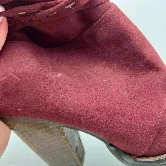 Cato Maroon Suede like Fabric Ankle Boots 
Size 7 - Picture 9 of 14